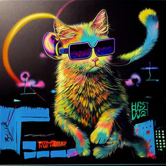 Cool cat, 1980s graffiti style