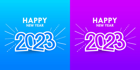 Happy New Year 2023 Colorful Banner Set
