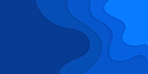 Blue Vibrant Paper Cut Modern Abstract Wavy Background