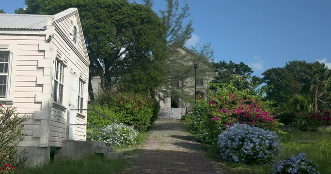 Antigua St Johns Caribbean St Johns Cathedral entrance. Church of Diocese North Eastern Caribbean and Aruba. Anglican Church of England. Originally built 1683. Seventy foot twin towers.
