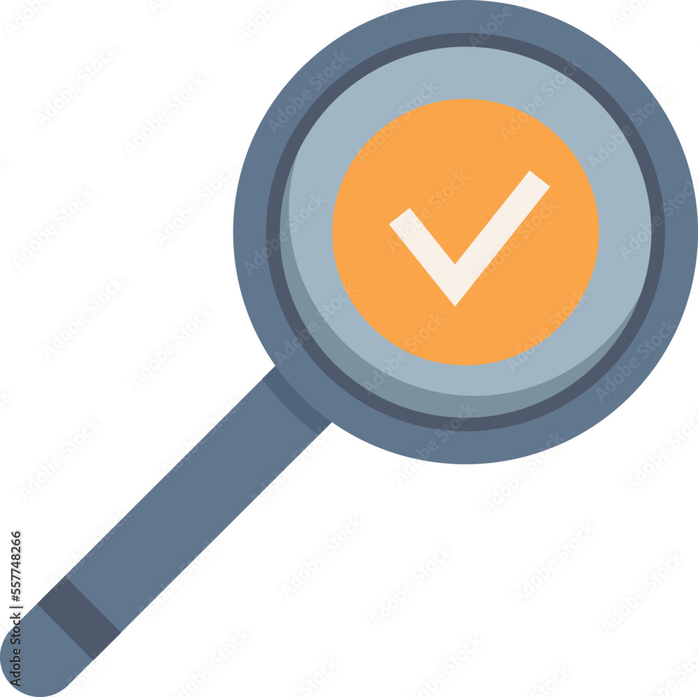 Aufkleber quality magnifier icon flat vector. glass control. document check isolated
