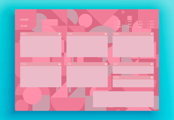 Monthly planner. Cute planner template with abstract details. Vector illustration