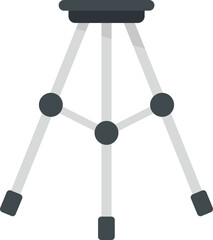Steel tripod icon flat vector. Camera stand. Video phone tripod isolated