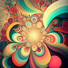 abstract psychedelic background with waves. Generative AI