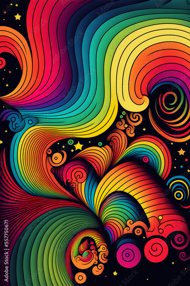 Poster abstract rainbow colored background with circles. generative ai