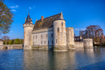 Fototapeta na wymiar Famous medieval castle Sully sur Loire, Loire valley, France.