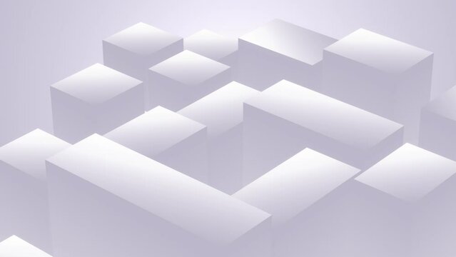 3D Rendering Abstract Tech Geometric White 3d Motion Background With Paper Rectangle. Futuristic New Design- 3D illustration - 4K Full HD Seamless Loop