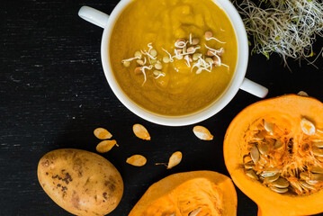 vegetable cream soup, top view