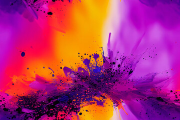 Abstract Multi Color Background With Splatter of Liquid Color Texture | Generative Art