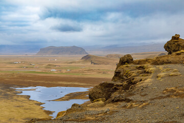 Fototapeta na wymiar View of the landscape around Dyrhólaey Lighthouse, Iceland
