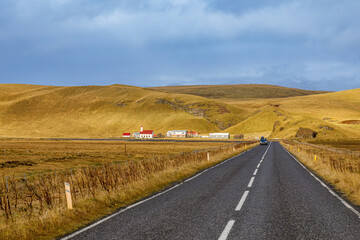 View of a typical landscape of southern Iceland