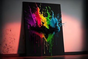 Unique modern painting style, neon paint splash colorful