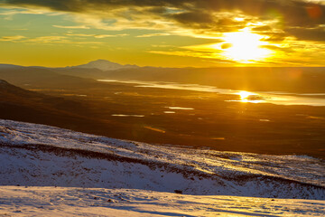 Fototapeta na wymiar Winter landscape about Heavier Mountain, Iceland