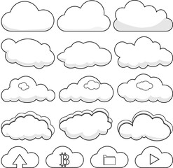 Set of vector Clouds, freehand drawing