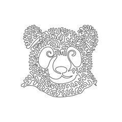 Single one line drawing of ferocious bear abstract art. Continuous line draw graphic design vector illustration of aggressive mammals for icon, symbol, company logo, poster wall decor