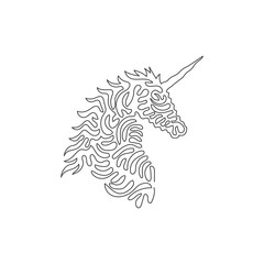 Single one line drawing of cute spiraling horn abstract art. Continuous line draw graphic design vector illustration of beautiful mythical creatures for icon, symbol, company logo, poster wall decor