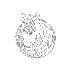 Single one line drawing of beautiful zebra abstract art. Continuous line draw graphic design vector illustration of hardy creatures for icon, symbol, sign, company logo, wall decor, poster print decor