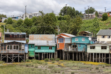 Palafitos de Pedro Montt - colorful stilt houses on Chiloé (Isla Grande de Chiloé) in Chile 