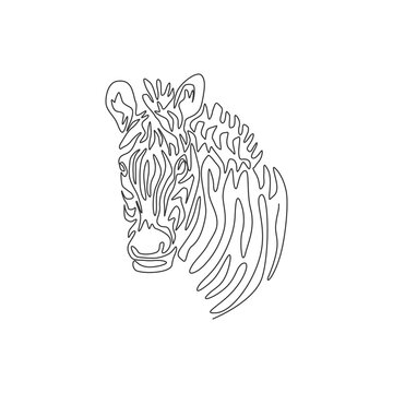 Single swirl continuous line drawing of exotic zebra abstract art. Continuous line draw graphic design vector illustration style of wonderfully unique animals for icon, sign, modern wall decor