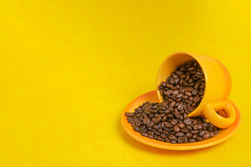 coffee beans and cup
