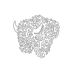 Continuous curve one line drawing of aggressive bison curve abstract art. Single line editable stroke vector illustration of enormous animals for logo, wall decor and poster print decoration