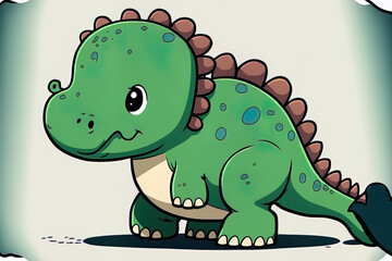Cartoon dinosaur named Brontosaurus. Generative AI