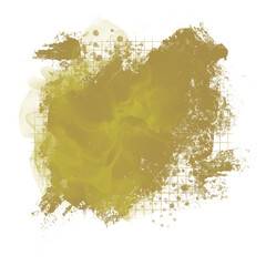 Obraz premium Brush stroke smudge, isolated abstract splash of paint for masking purpose, creative liquid or fluid painting, transparent background option, olive colour accent