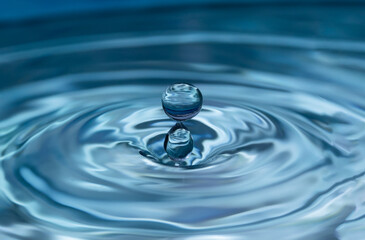 Blue water drop. World Water Day. Every drop counts. Protecting the environment.