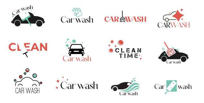  set of car washing .car cleaning icon. vector illustration