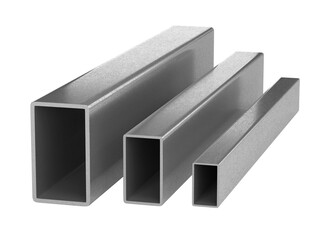 rectangular stainless steel pipe. Metal products. 3d illustration