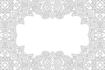 Line art for coloring book with ornate border