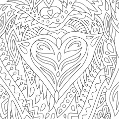 Art for valentine coloring book with heart shape