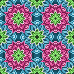 Vector art with pink floral tile pattern