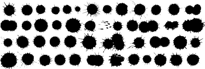 Fototapeta premium Big vector set silhouettes of ink blobs and splashes, can be used for scrapbooking