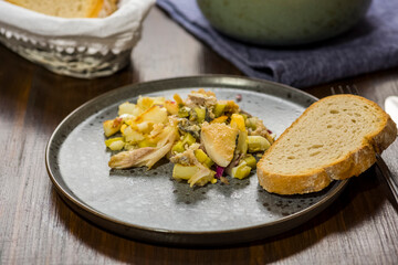 homemade salad with herring