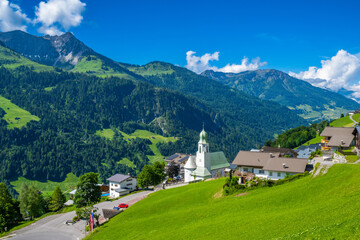 Fototapeta na wymiar The Village of Fontanelle in the Gross Walsertal in Vorarlberg, Austria