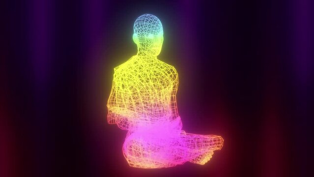 Neon monk. Computer generated 3d render