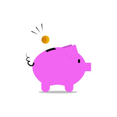 Putting coins in piggy bank in icon vector illustration