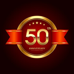 50th Anniversary. Anniversary logo design with emblem style for celebration event. Logo Vector Illustration