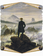Wanderer über dem Nebelmeer um 1817, Caspar David Friedrich - obrazy, fototapety, plakaty