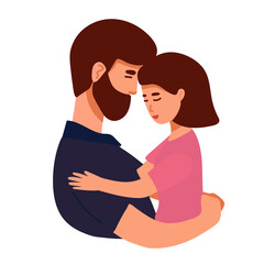 Father and his cute little Daughter. Happy Fathers Day. Cartoon Illustration isolated on white background