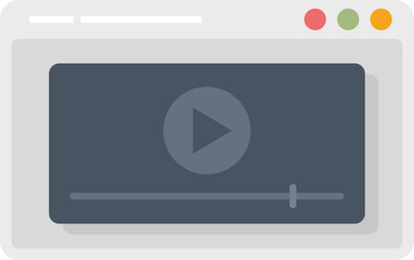 Browser video play icon flat vector. Media stream. Watch live isolated