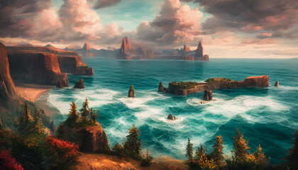 Beautiful sunset over the sea.