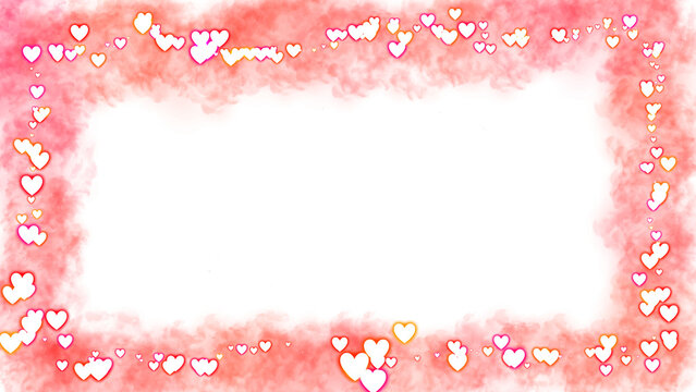 png image of a red frame with gradient red hearts