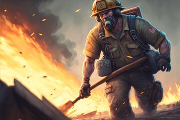 Fireman at work