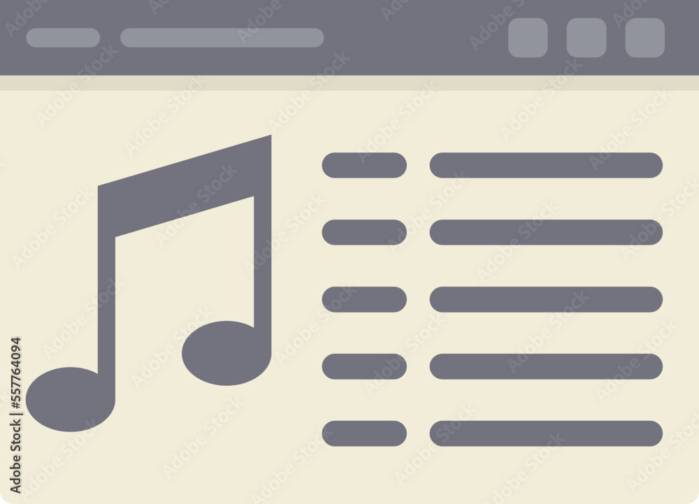 Poster web playlist icon flat vector. play layout. multimedia app isolated
