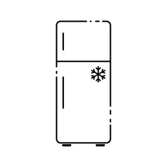 Refrigerator icon design. Vector illustration in outline style, freezer symbol pictogram.