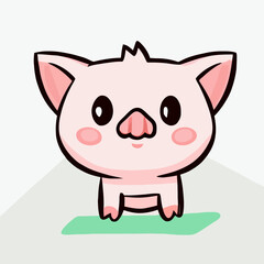 Obraz na płótnie Canvas Cute Pig illustration Pig kawaii chibi vector drawing style Pig cartoon