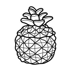 Vase pineapple. Coloring book. Black and white vector illustration.