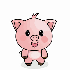 Obraz na płótnie Canvas Cute Pig illustration Pig kawaii chibi vector drawing style Pig cartoon